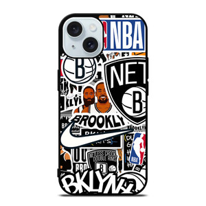 BROOKLYN NETS NBA STICKER BOMB iPhone 15 Case Cover BROOKLYN NETS NBA STICKER BOMB iPhone 15 Case Cover