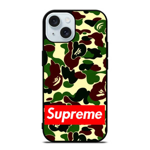 CAMO BAPE SUPREME iPhone 15 Case Cover