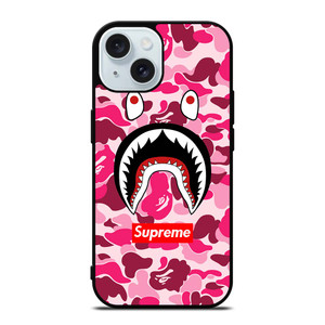 CAMO BATHING APE SUPREME PINK iPhone 15 Case Cover