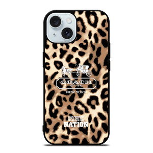 COACH NEW YORK PINK NATION LEPOARD iPhone 15 Case Cover COACH NEW YORK PINK NATION LEPOARD iPhone 15 Case Cover