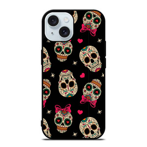 DAY OF THE DEAD CUTE PATTERN iPhone 15 Case Cover DAY OF THE DEAD CUTE PATTERN iPhone 15 Case Cover