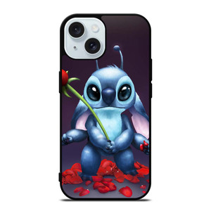 DISNEY STITCH AND ROSE FLOWER iPhone 15 Case Cover