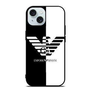 EMPORIO ARMANI WHITE BLACK iPhone 15 Case Cover