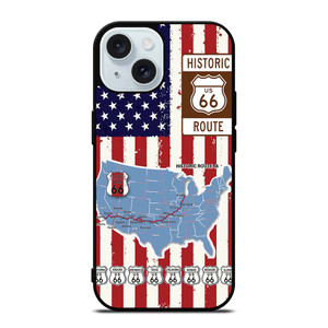 HISTORICAL ROUTE 66 USA FLAG iPhone 15 Case Cover HISTORICAL ROUTE 66 USA FLAG iPhone 15 Case Cover