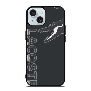 LACOSTE CROCODILE ALL BLACK iPhone 15 Case Cover LACOSTE CROCODILE ALL BLACK iPhone 15 Case Cover