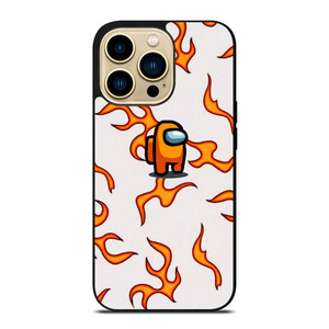 AMONG US ORANGE FLAMES iPhone 14 Pro Max Case Cover