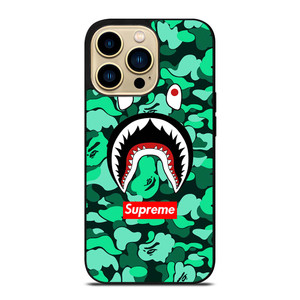 CAMO BATHING APE SUPREME GREEN iPhone 14 Pro Max Case Cover