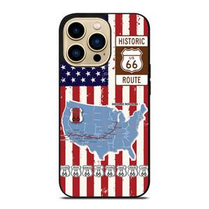 HISTORICAL ROUTE 66 USA FLAG iPhone 14 Pro Max Case Cover