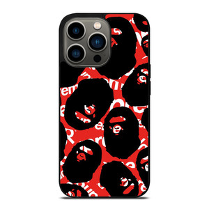 SUPREME X BAPE A BATHING APE iPhone 13 Pro Case Cover SUPREME X BAPE A BATHING APE iPhone 13 Pro Case Cover
