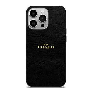 COACH NEW YORK BLACK LEATHER iPhone 14 Pro Case Cover COACH NEW YORK BLACK LEATHER iPhone 14 Pro Case Cover