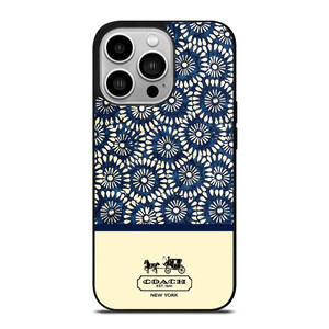 COACH NEW YORK BLUE FLORAL BATIK iPhone 14 Pro Case Cover