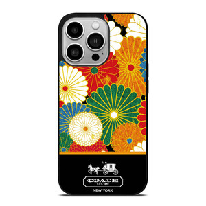 COACH NEW YORK COLORFUL FLORAL LOGO iPhone 14 Pro Case Cover