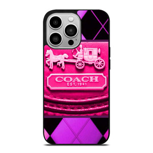 COACH NEW YORK PURPLE PINK LOGO iPhone 14 Pro Case Cover