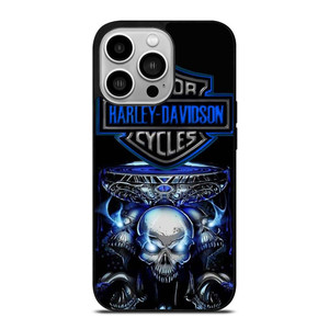 HARLEY DAVIDSON SKULL BLUE iPhone 14 Pro Case Cover
