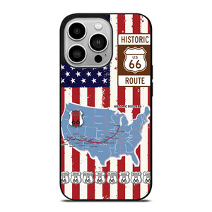HISTORICAL ROUTE 66 USA FLAG iPhone 14 Pro Case Cover
