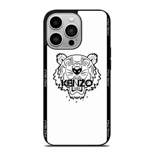 KENZO PARIS BORDERED LOGO WHITE iPhone 14 Pro Case Cover