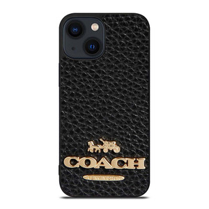 COACH NEW YORK BLACK LEATHER 2 iPhone 14 Plus Case Cover COACH NEW YORK BLACK LEATHER 2 iPhone 14 Plus Case Cover