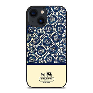 COACH NEW YORK BLUE FLORAL BATIK iPhone 14 Plus Case Cover