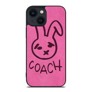 COACH NEW YORK RABBIT LEATHER PINK iPhone 14 Plus Case Cover COACH NEW YORK RABBIT LEATHER PINK iPhone 14 Plus Case Cover