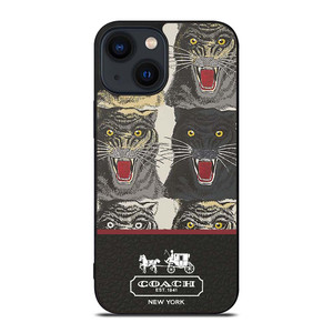 COACH NEW YORK TIGER FACE PATTERN iPhone 14 Plus Case Cover