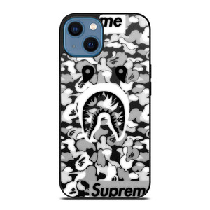 BAPE SHARK LOGO SUPREME BLACK WHITE iPhone 14 Case Cover BAPE SHARK LOGO SUPREME BLACK WHITE iPhone 14 Case Cover