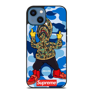 BATHING APE SUPREME SHARK CAMO iPhone 14 Case Cover