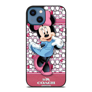 COACH MINNIE MOUSE PINK PATTERN iPhone 14 Case Cover COACH MINNIE MOUSE PINK PATTERN iPhone 14 Case Cover