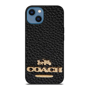 COACH NEW YORK BLACK LEATHER 2 iPhone 14 Case Cover