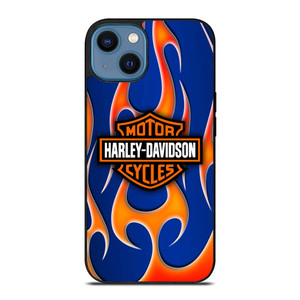HARLEY DAVIDSON BLUE FLAME LOGO iPhone 14 Case Cover