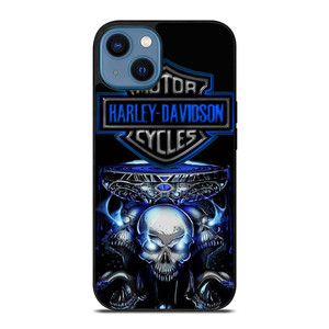 HARLEY DAVIDSON SKULL BLUE iPhone 14 Case Cover