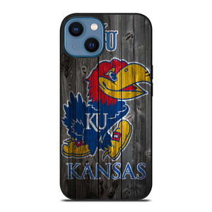 KANSAS JAYHAWKS WOODEN LOGO iPhone 14 Case Cover KANSAS JAYHAWKS WOODEN LOGO iPhone 14 Case Cover