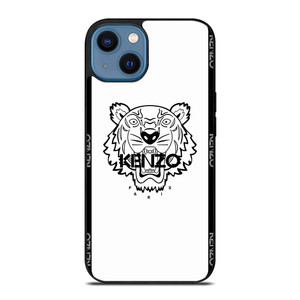 KENZO PARIS BORDERED LOGO WHITE iPhone 14 Case Cover
