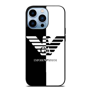 EMPORIO ARMANI WHITE BLACK iPhone 13 Pro Max Case Cover EMPORIO ARMANI WHITE BLACK iPhone 13 Pro Max Case Cover