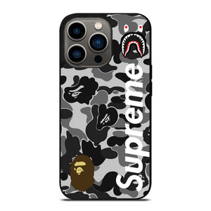 BAPE CAMO SHARK LOGO X SUPREME iPhone 13 Pro Case Cover