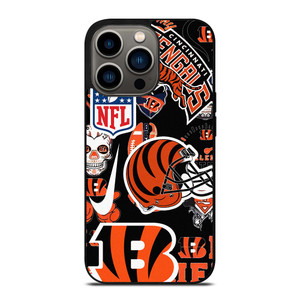 CINCINNATI BENGALS NFL STICKER BOMB iPhone 13 Pro Case Cover