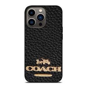 COACH NEW YORK BLACK LEATHER 2 iPhone 13 Pro Case Cover