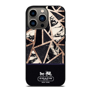 COACH NEW YORK GOLD BLACK TEXTURE iPhone 13 Pro Case Cover