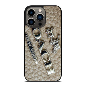 COACH NEW YORK LOGO ON LEATHER iPhone 13 Pro Case Cover