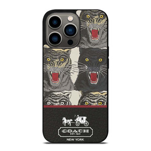 COACH NEW YORK TIGER FACE PATTERN iPhone 13 Pro Case Cover