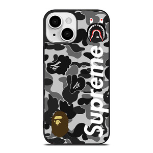 BAPE CAMO SHARK LOGO X SUPREME iPhone 13 Mini Case Cover