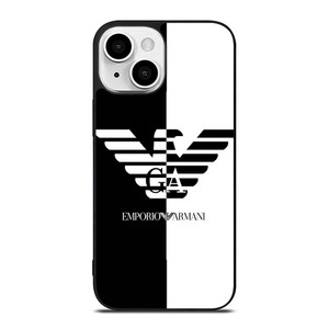 EMPORIO ARMANI WHITE BLACK iPhone 13 Mini Case Cover