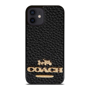 COACH NEW YORK BLACK LEATHER 2 iPhone 12 Mini Case Cover COACH NEW YORK BLACK LEATHER 2 iPhone 12 Mini Case Cover