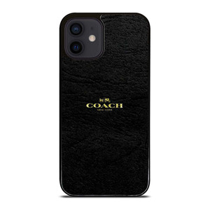 COACH NEW YORK BLACK LEATHER iPhone 12 Mini Case Cover