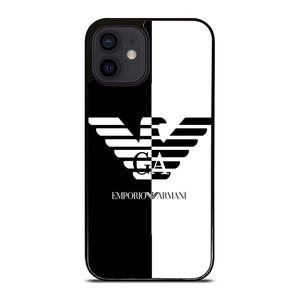EMPORIO ARMANI WHITE BLACK iPhone 12 Mini Case Cover