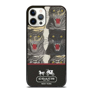 COACH NEW YORK TIGER FACE PATTERN iPhone 12 Pro Case Cover