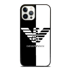 EMPORIO ARMANI WHITE BLACK iPhone 12 Pro Case Cover EMPORIO ARMANI WHITE BLACK iPhone 12 Pro Case Cover