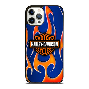 HARLEY DAVIDSON BLUE FLAME LOGO iPhone 12 Pro Case Cover
