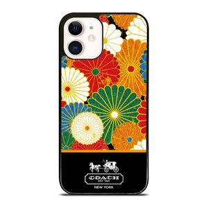 COACH NEW YORK COLORFUL FLORAL LOGO iPhone 12 Case Cover