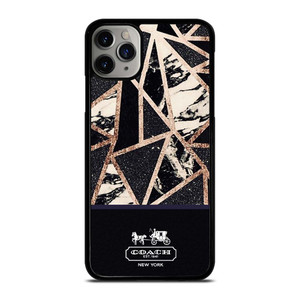 COACH NEW YORK GOLD BLACK TEXTURE iPhone 11 Pro Max Case Cover