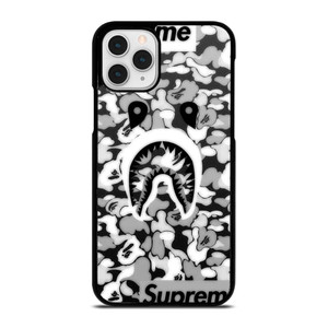 BAPE SHARK LOGO SUPREME BLACK WHITE iPhone 11 Pro Case Cover
